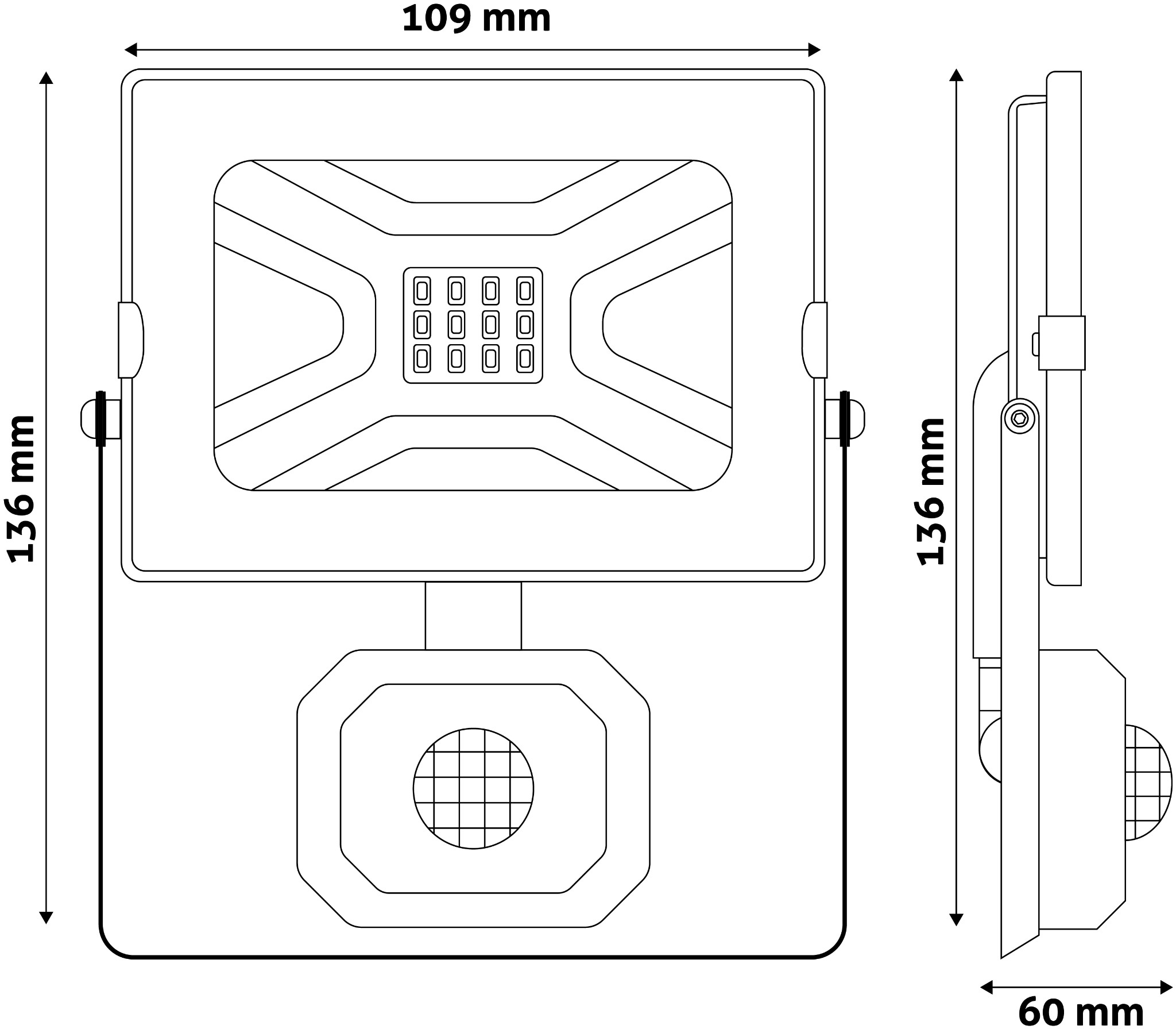 Led reflektor super SLIM 10W PIR 4000K černý